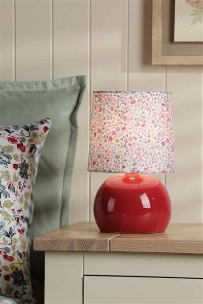 (image for) Laura Ashley Knowlton Table Lamp Pink Crackle Glaze With Shade